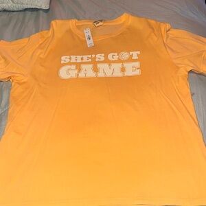 Orange "She's Got Game" T-Shirt pink